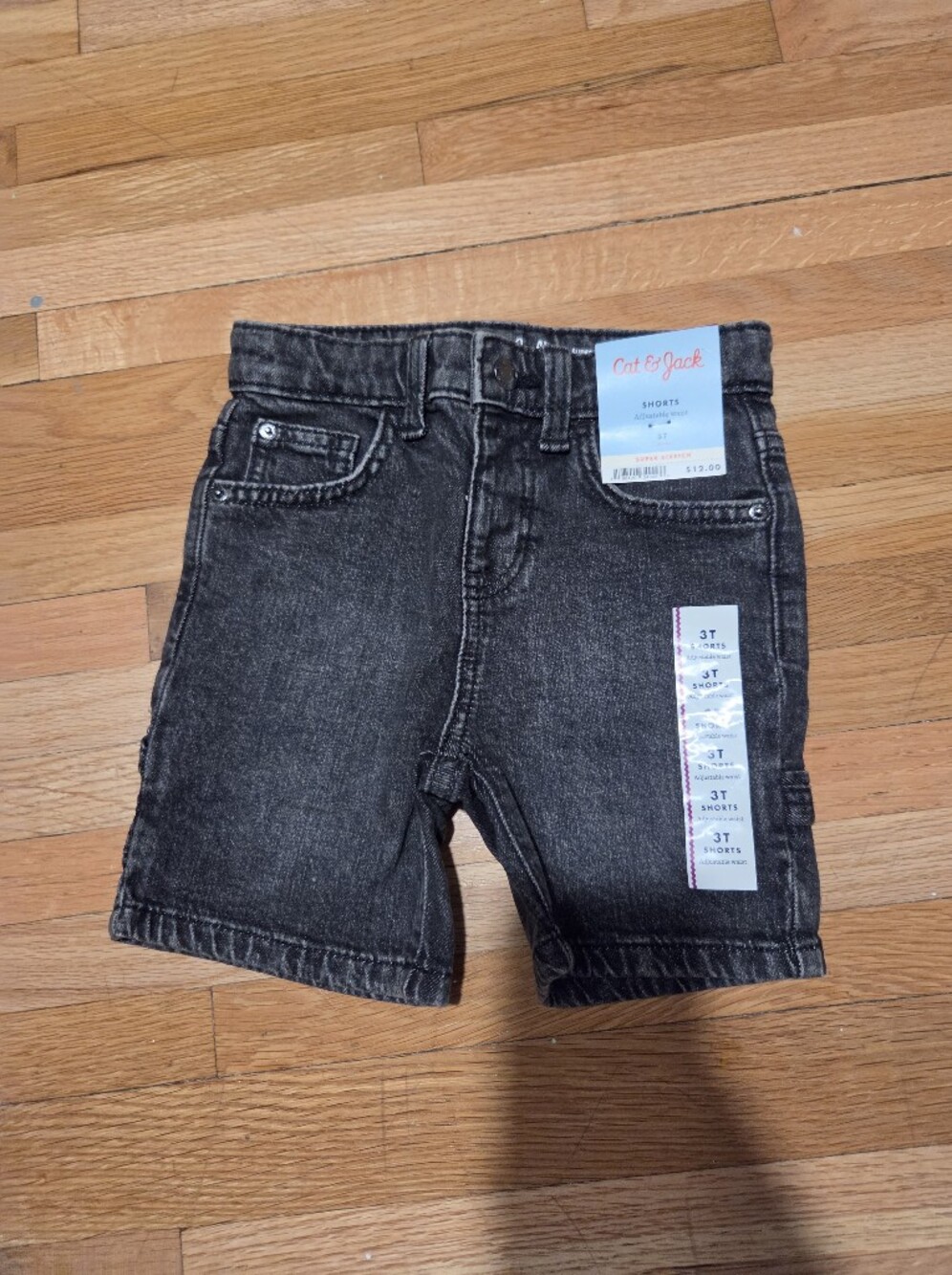 Cat & Jack Boy Black Washed Denim Shorts for Kids / Size 3t Nwt